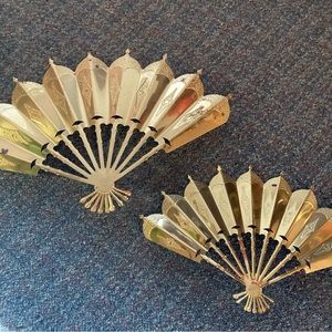 Vintage brass gold fan wall hanging decor